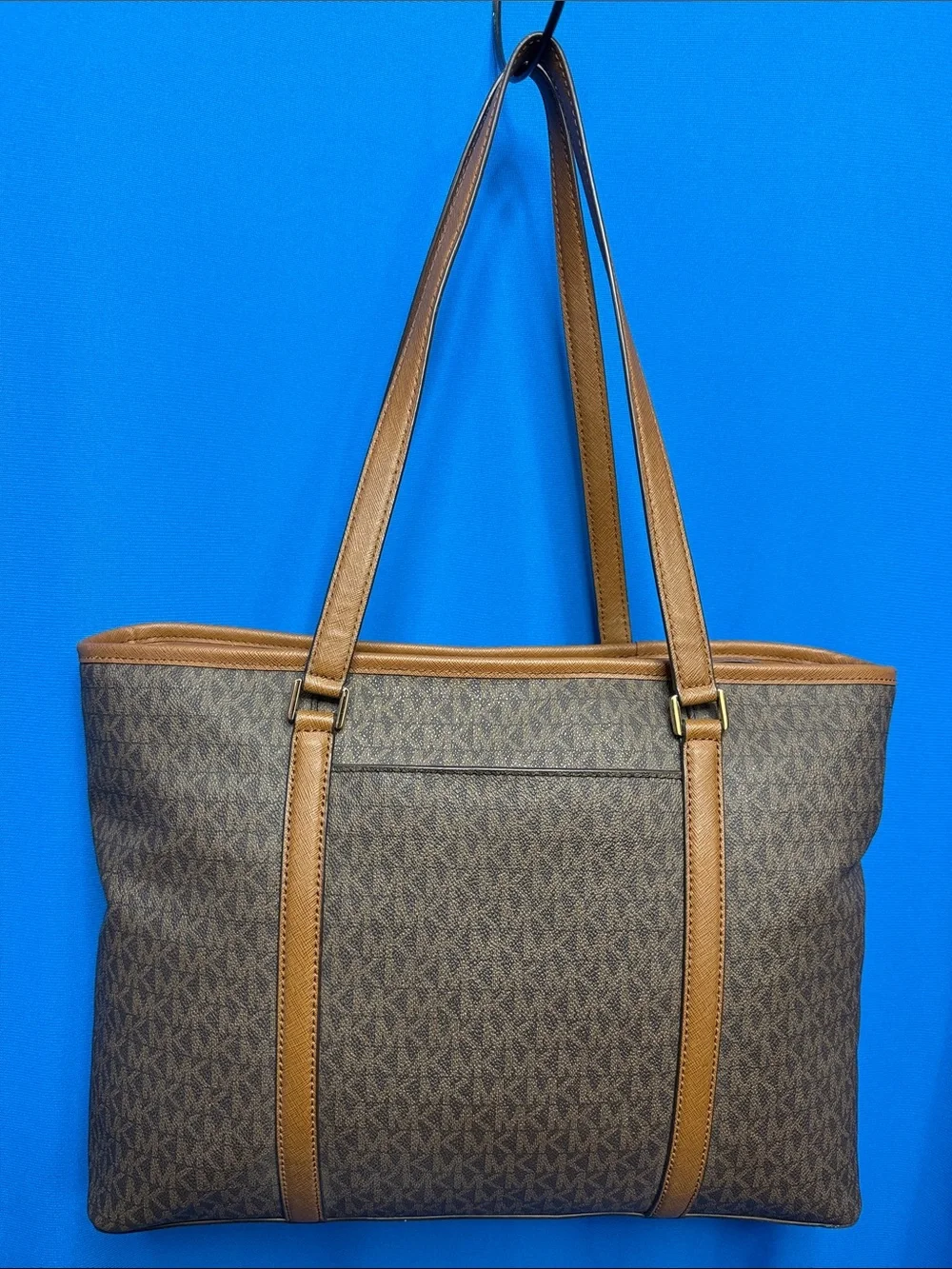 MICHAEL KORS LARGE SADY CARRYALL BROWN SIGNATURE LOGO LAPTOP / SHOULDER TOTE BAG